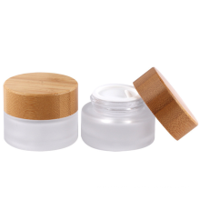 100Ml 200G Frosted Cosmetic Cream Body Scrub Glass Jar Packaging With Bamboo Lid